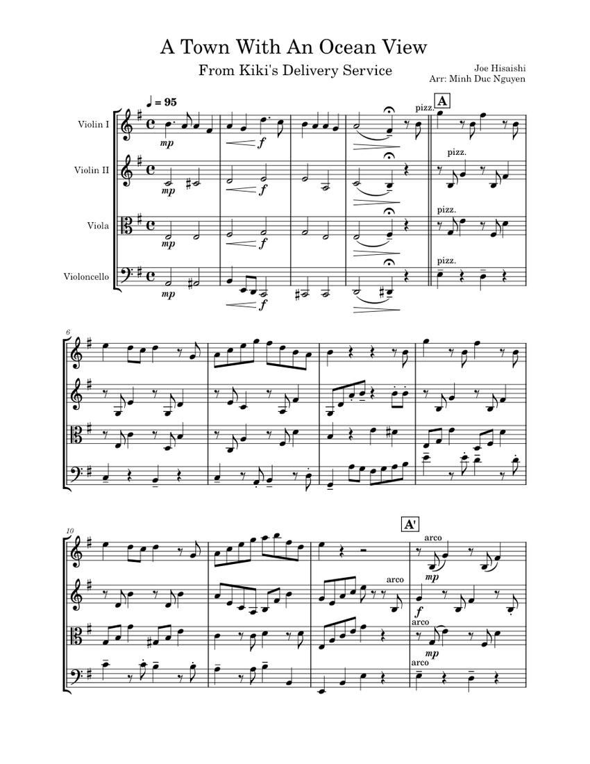 A Town With An Ocean View Kiki's Delivery Service String Quartet