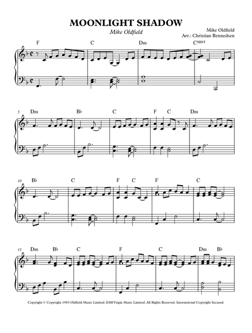 Moonlight Shadow (Arr. Christian Bennedsen) - Mike Oldfield (Piano Solo)