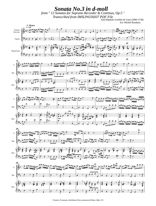 Loeillet, J.B. de gant_Sonata d-moll, Op.5 No.3