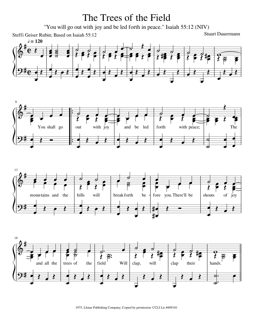 The Trees of the Field Sheet Music for Piano (Solo) easy