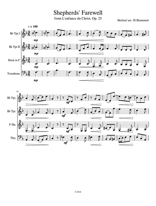 Shepherd's Farewell (Arr. Jennifer Brummett.) - Hector Berlioz (Brass Ensemble)