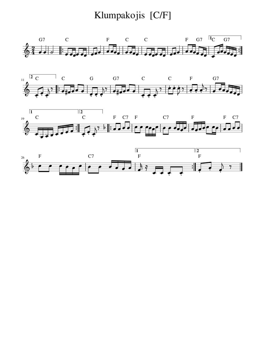 Klumpakojis Sheet music for Piano (Solo) | Musescore.com