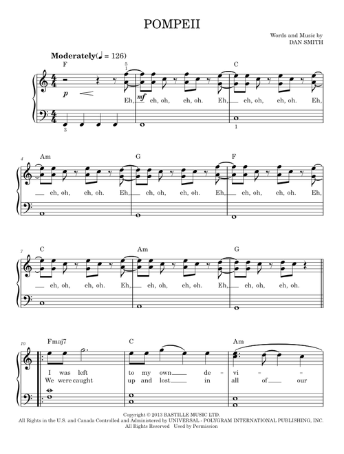 Pompeii - Bastille (Easy Piano)