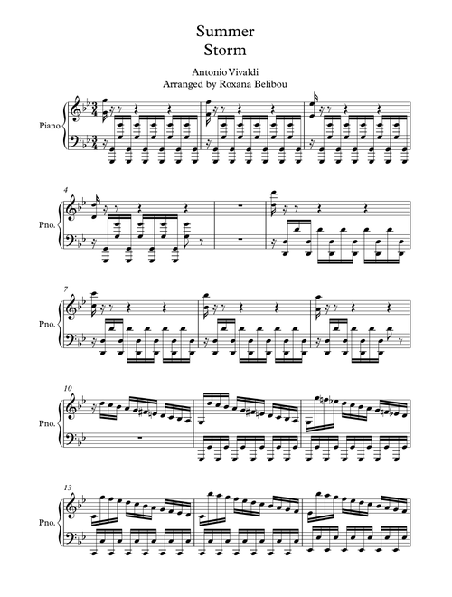 Summer (Storm) from The Four Seasons Vivaldi Piano (Arr. Roxana Belibou) - Antonio Vivaldi (Piano Solo)