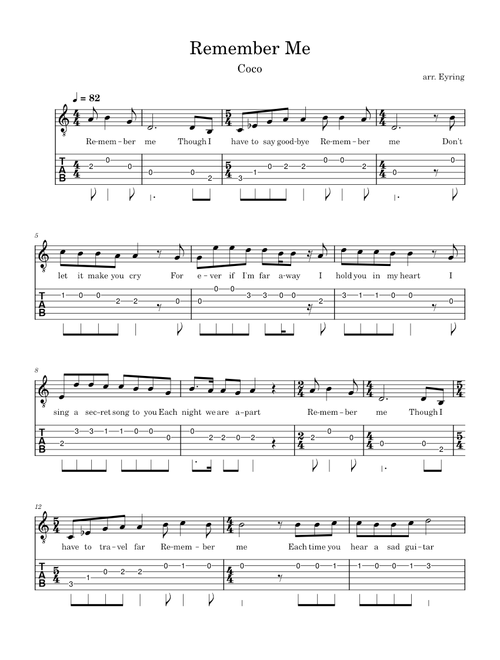 Remember Me – Very Easy Fingerstyle Guitar
