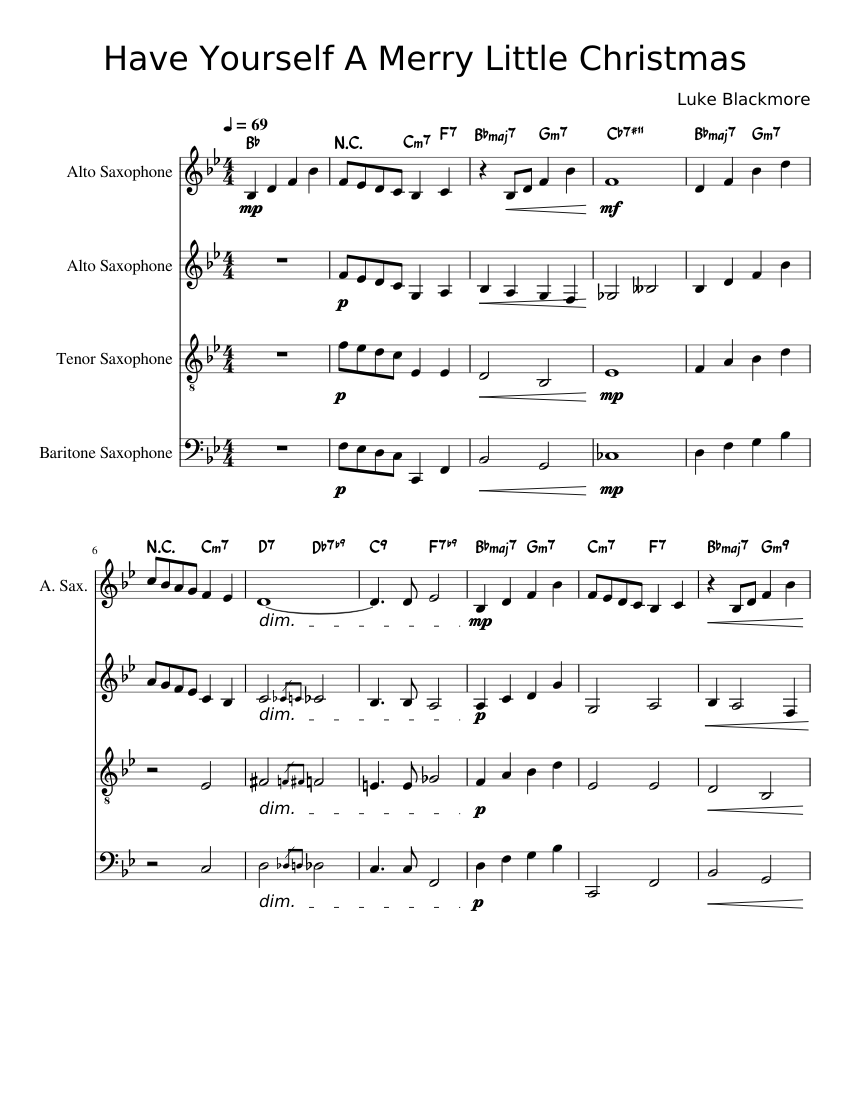 Christmas Medley for Alto Sax Sheet music for Saxophone alto (Solo)