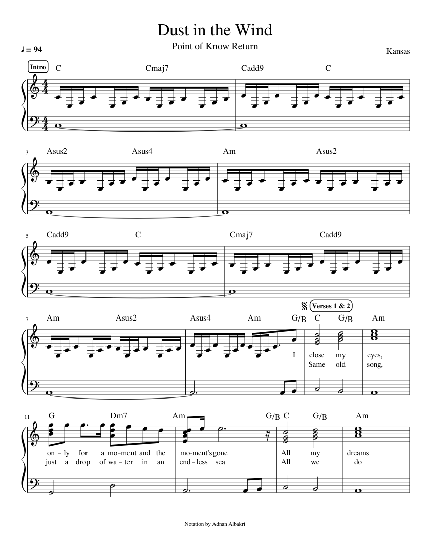 Dust in the Wind, by Kansas Sheet music for Piano (Solo) Easy | Musescore.com dust-in-the-wind-by-kansas-sheet-music-for-piano-solo-easy-musescore-com