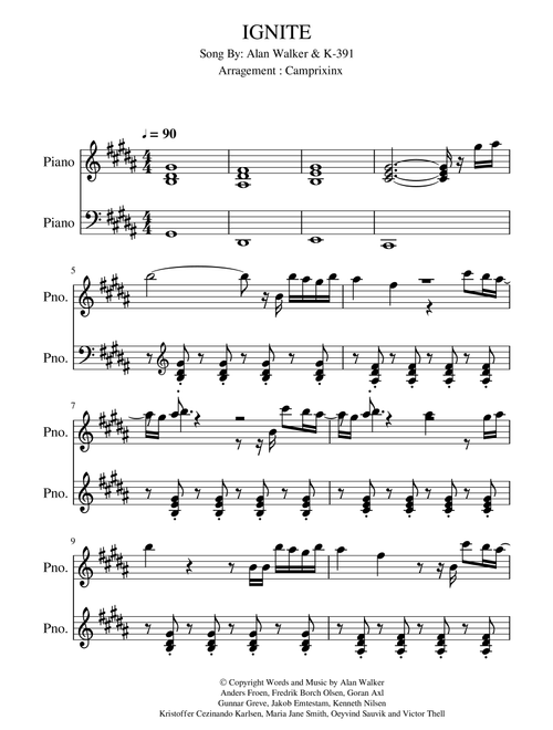 Ignite (Arr. Camprixinx) - K-391 Feat. Alan Walker (Piano Solo)