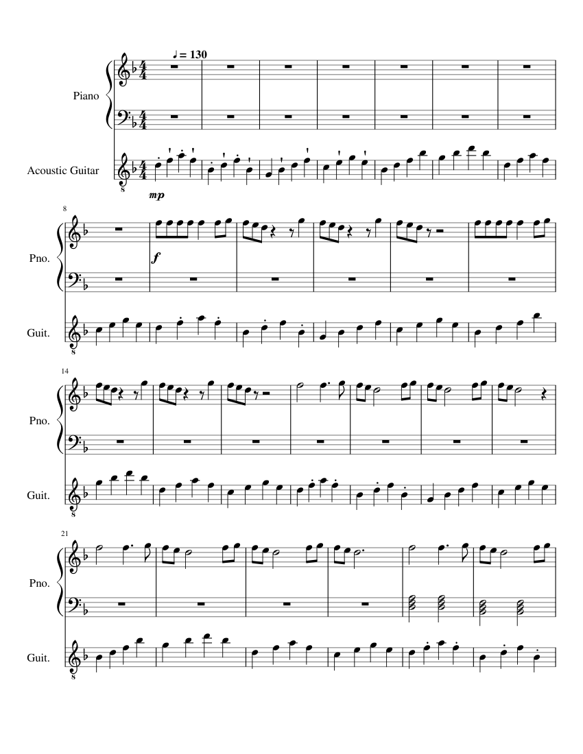 Handlebars Flobots Sheet music for Piano, Guitar (Mixed Duet