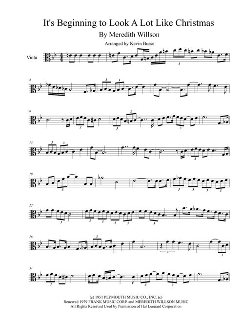 It's Beginning To Look Like Christmas (Arr. Kevin Busse) - Meredith Willson (Viola Solo)