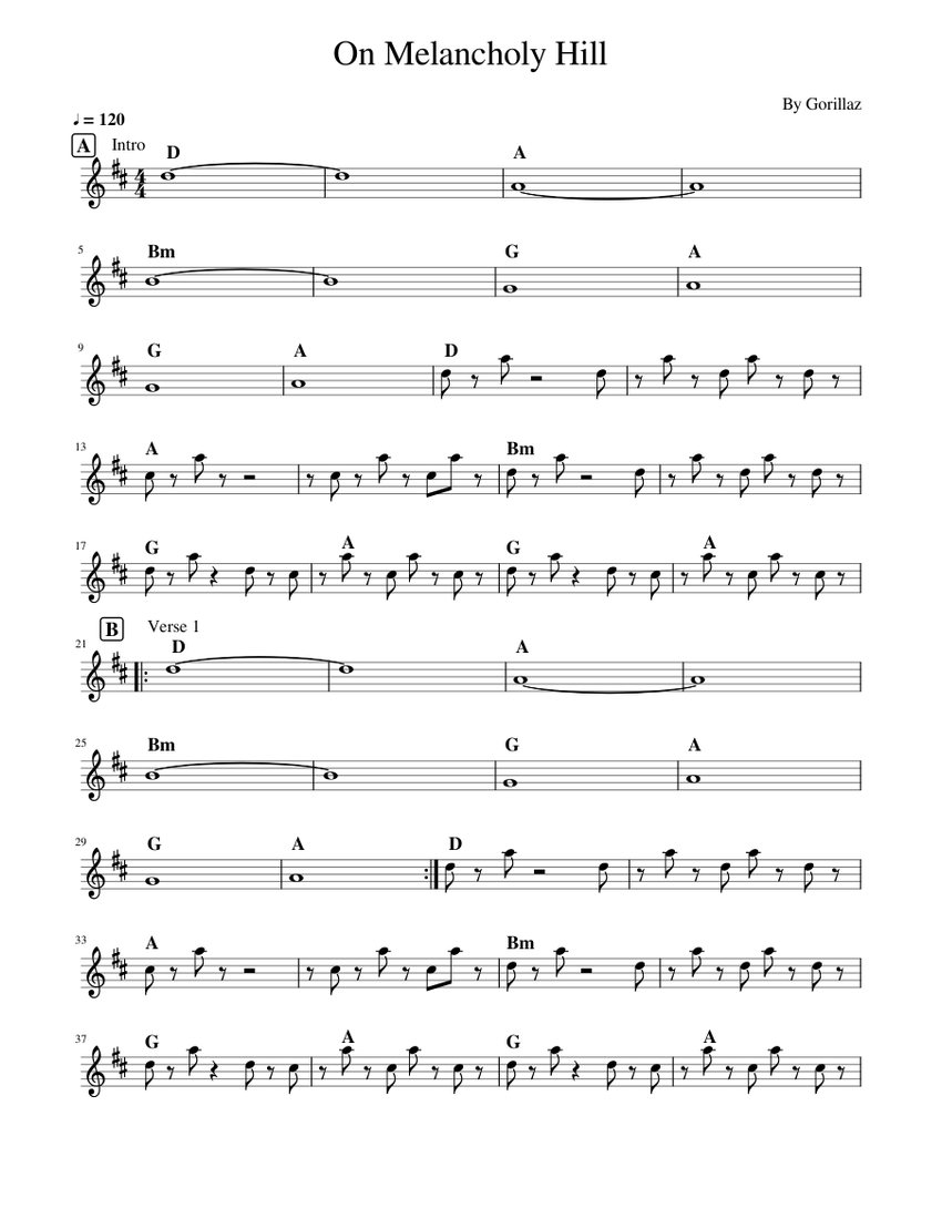 on-melancholy-hill-gorillaz-lead-sheet-sheet-music-for-piano-solo