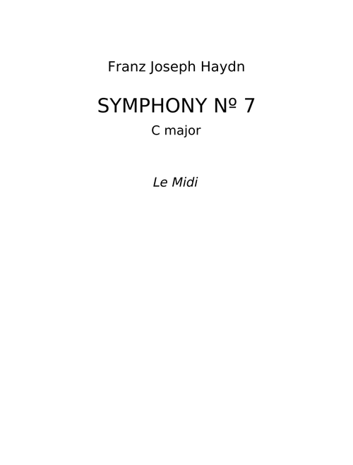 Symphony Nº 7 C major - Franz Joseph Haydn