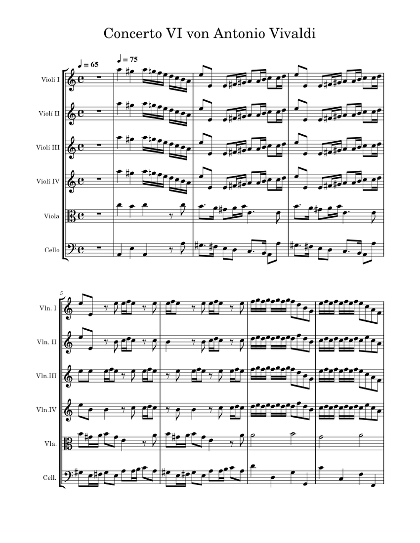 Concerto for Two Violins in A Minor RV522 – Antonio Vivaldi Sheet Music ...
