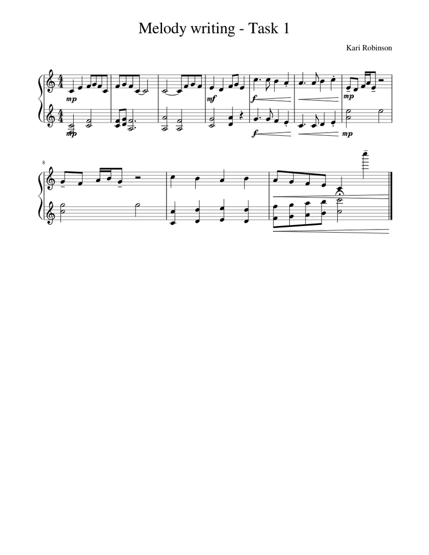 Melody writing - Kari Robinson Sheet music for Piano (Solo) Easy ...