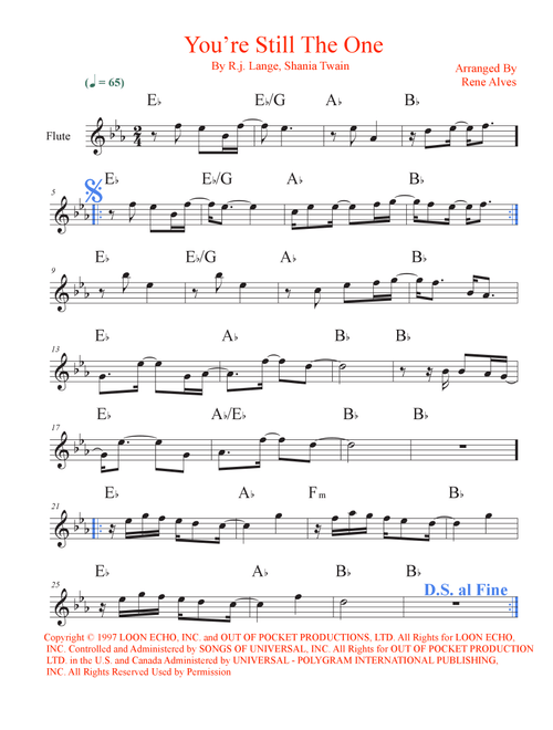 You're Still The One (Arr. Rene Alves) - Shania Twain (Flute Solo)