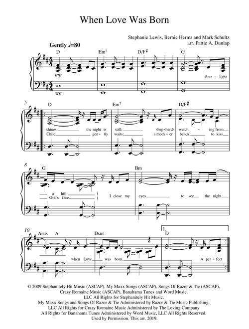 When Love Was Born (Arr. Pattie A. Dunlap) - Mark Schultz (Piano Vocal)