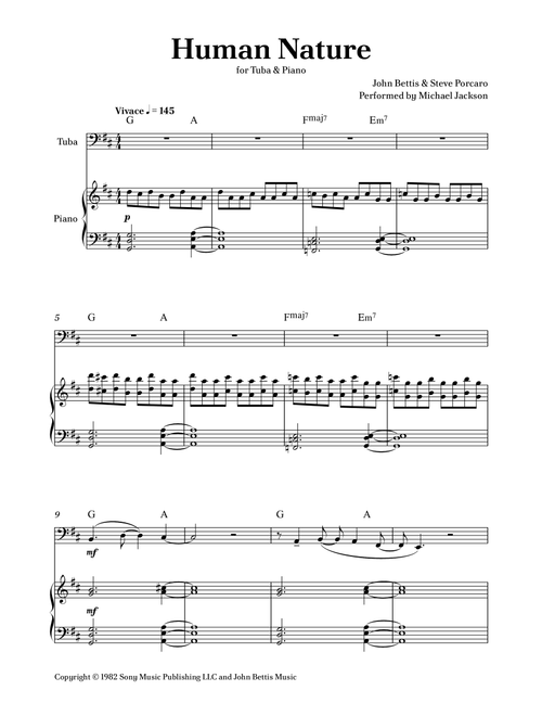Human Nature (Arr. Caio Costa) - Michael Jackson (Tuba and Piano)