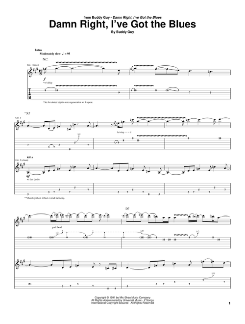 Damn Right, I've Got The Blues - Buddy Guy (Guitar Tab)