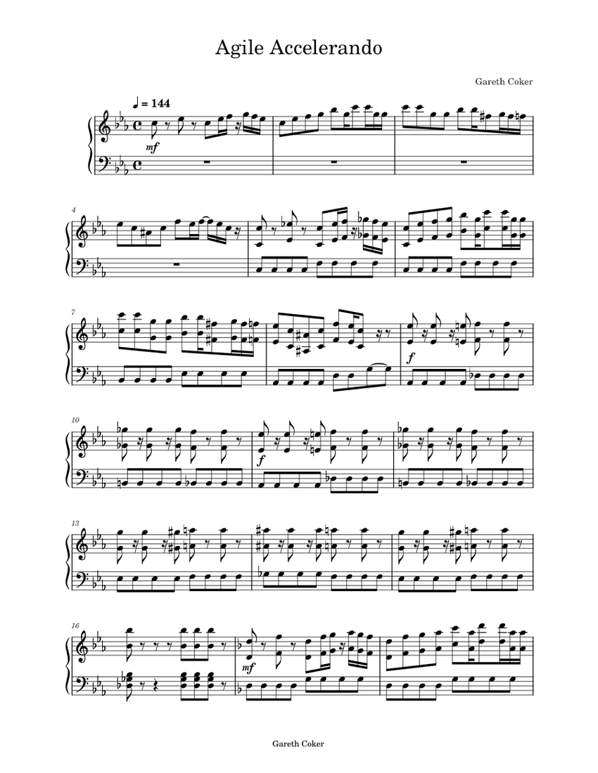 Agile Accelerando(Tumble) – Gareth Coker Sheet Music for Piano (Solo ...