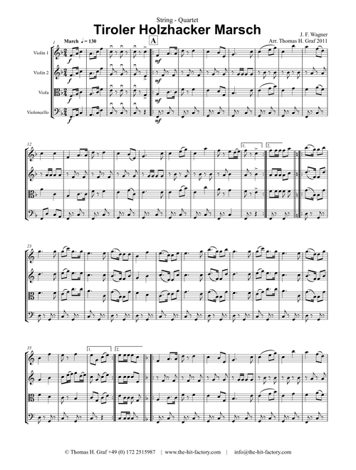 Tiroler Holzhacker Marsch - German Polka March - Oktoberfest - String Quartet (Arr. Thomas H. Graf) - Thomas H Graf (String Quartet)