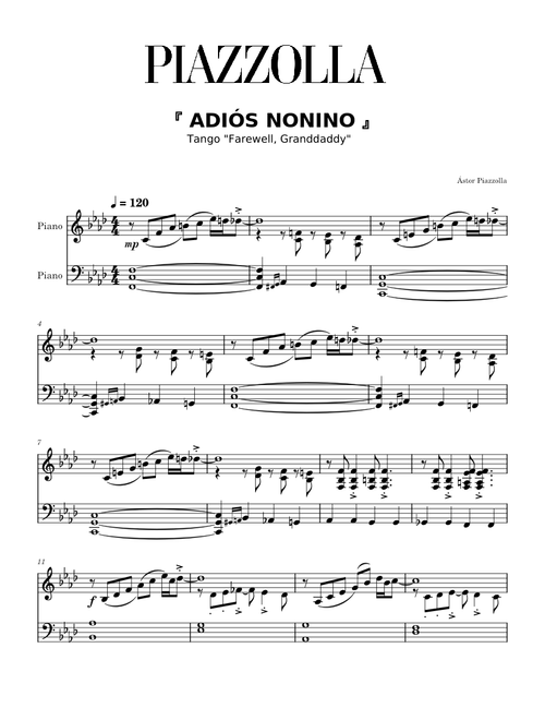 Astor Piazzolla: Adios Nonino (Tango)