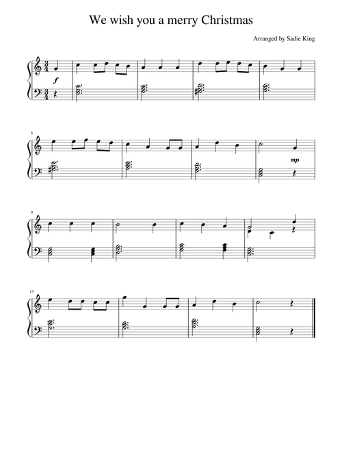 We wish you a merry Christmas - Easy Piano