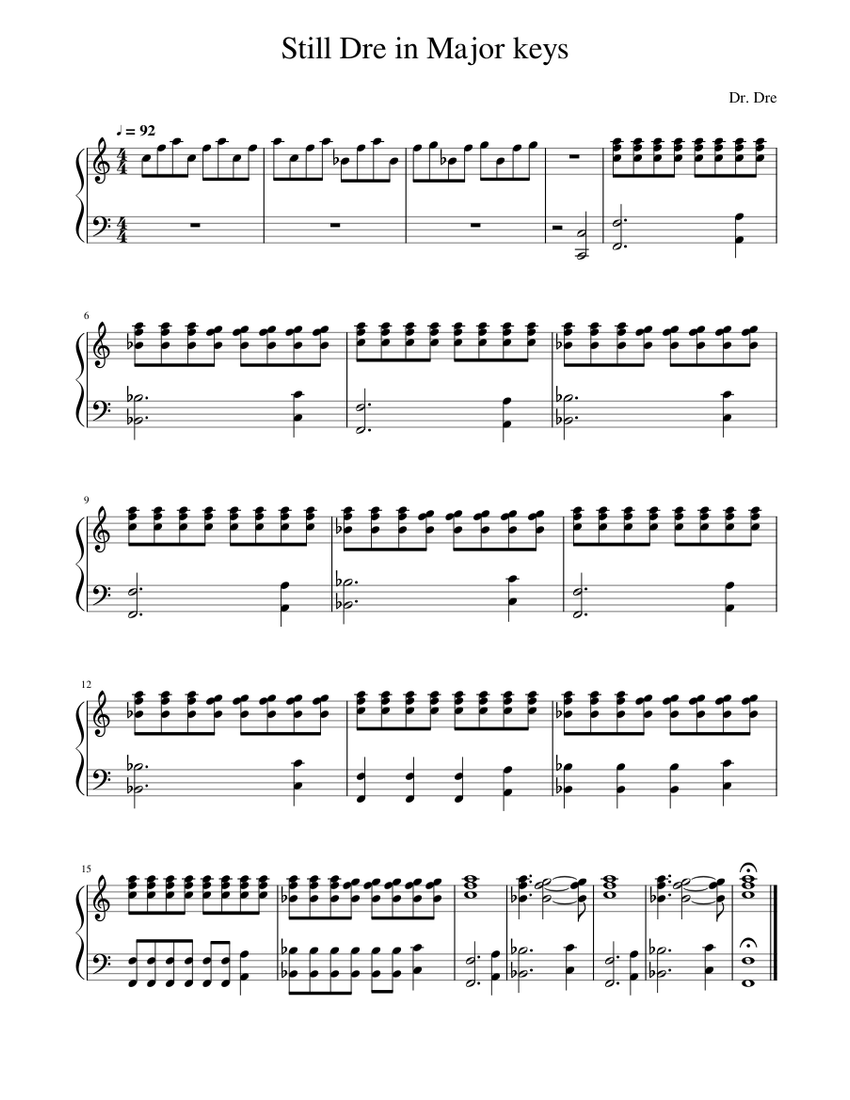 Still Dre in Major keys Sheet music for Piano (Solo)