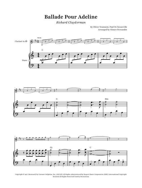 Ballade Pour Adeline (Arr. Glauco Fernandes) - Richard Clayderman (Clarinet and Piano)