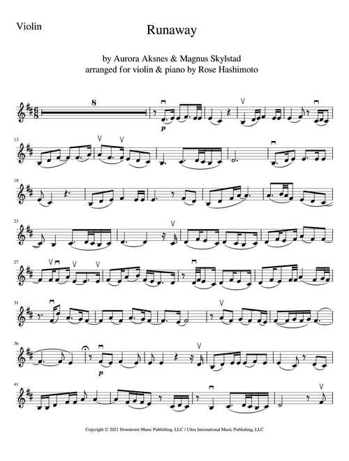 Runaway (Arr. Rose Hashimoto) - Aurora (Violin and Piano)