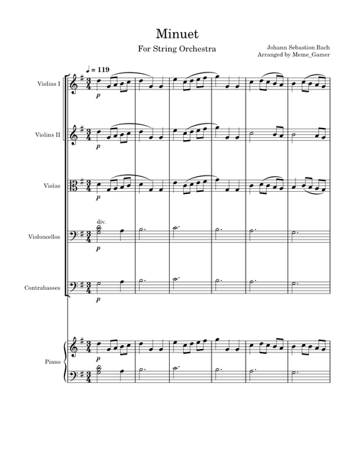 Minuet in G – Johann Sebastian Bach Minuet