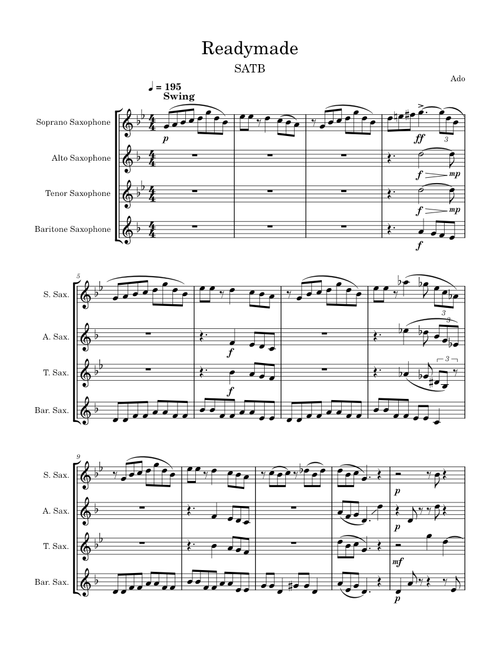 レディメイド Readymade Sax Quartet