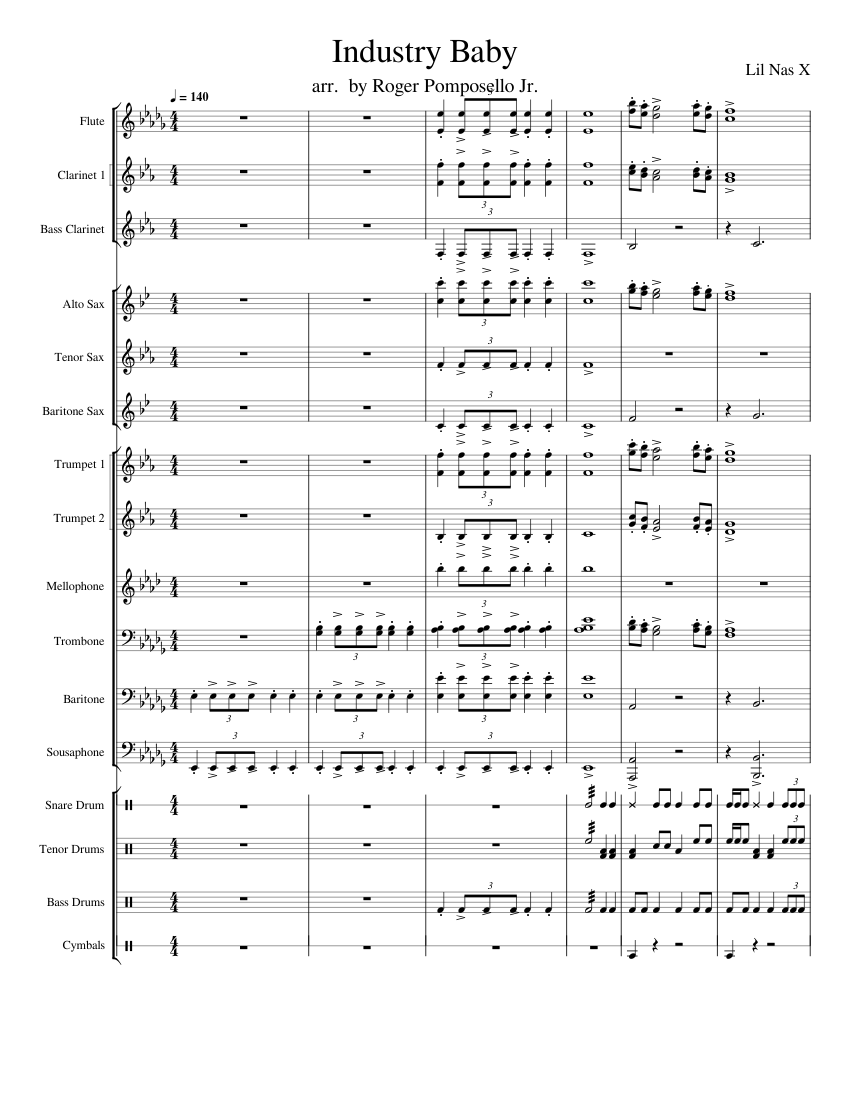 Industry Baby Lil Nas X Sheet music for Trombone, Mellophone, Flute, in bflat & more