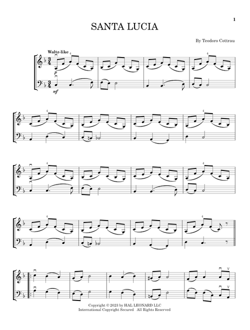 Santa Lucia (arr. Michelle Hynson) - Teodoro Cottrau (Instrumental Duet)