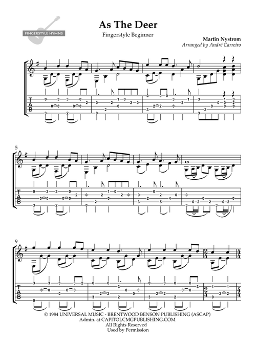 As The Deer (Arr. A. Carreiro) - Martin Nystrom (Easy Guitar with TAB)