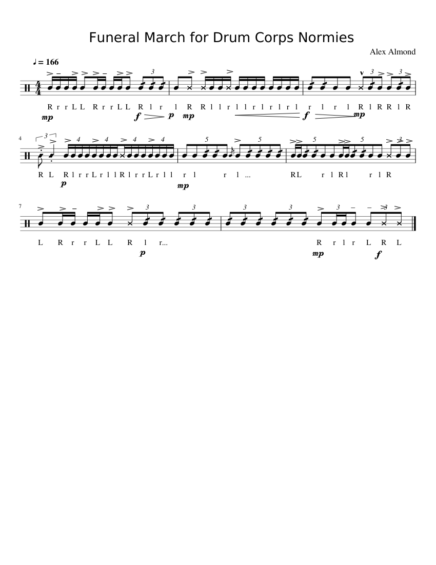 Funeral March for Drum Corps Normies Sheet Music for Snare drum (Solo ...
