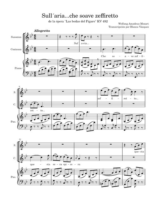 Sull'aria che soave zeffiretto-Wolfang A. Mozart