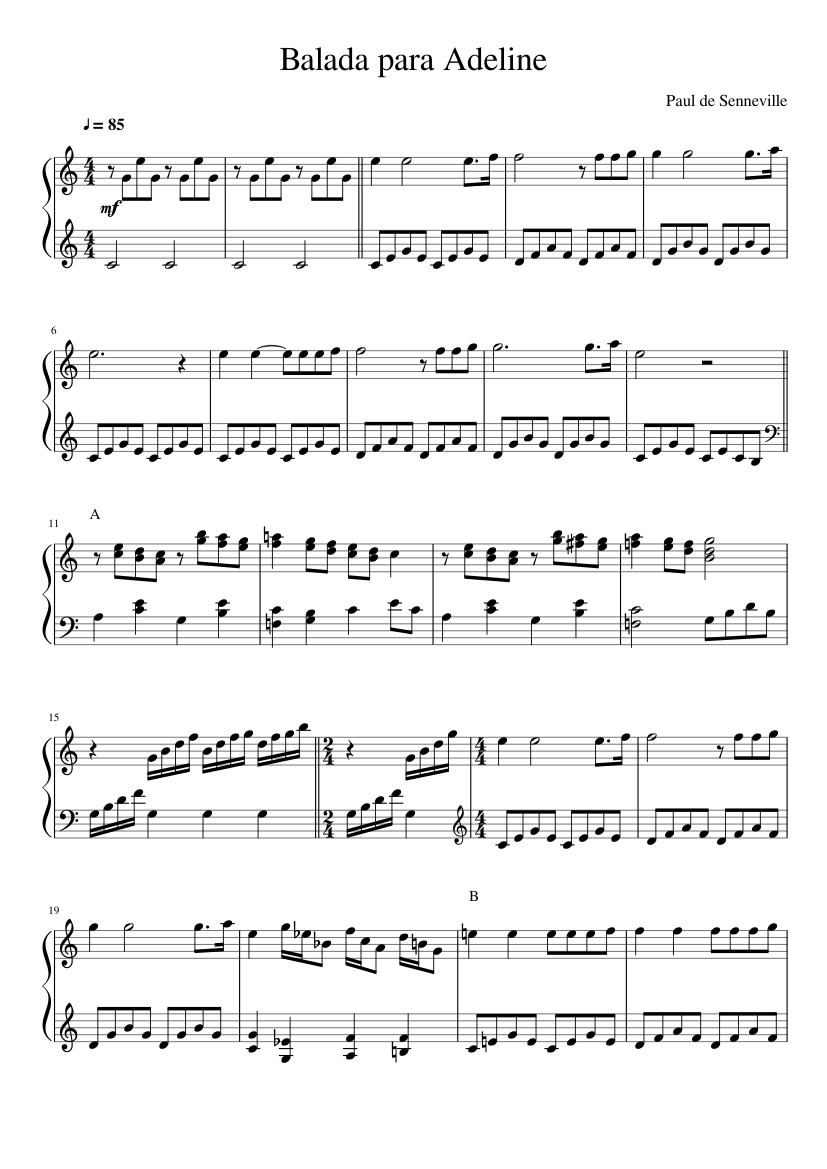 Balada para Adeline for Piano (Solo) | Musescore.com