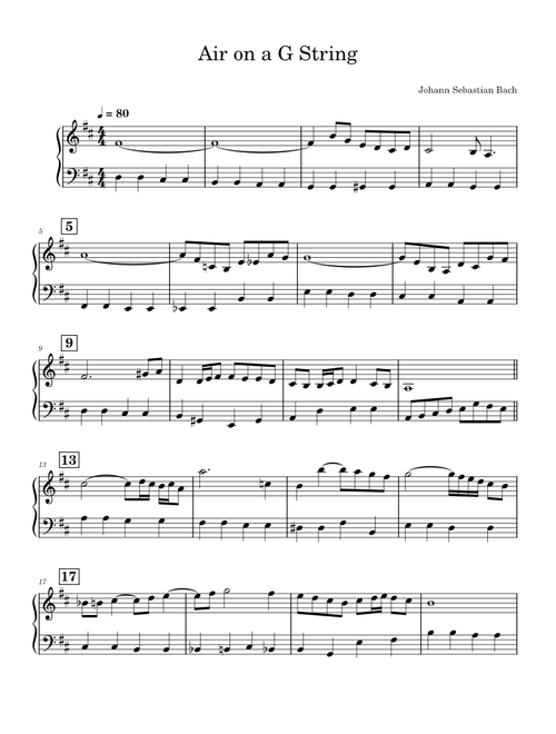 Air on a G String easy easy piano – Johann Sebastian Bach