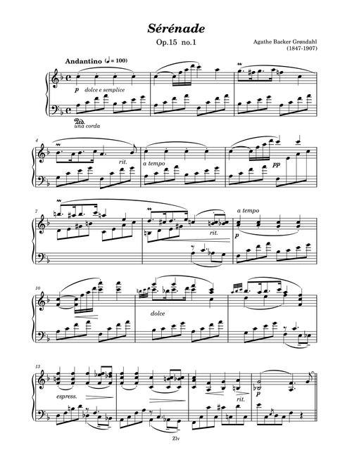 Sérénade (Arr. Zellev) - Agathe Backer-Grøndahl (Piano Solo)