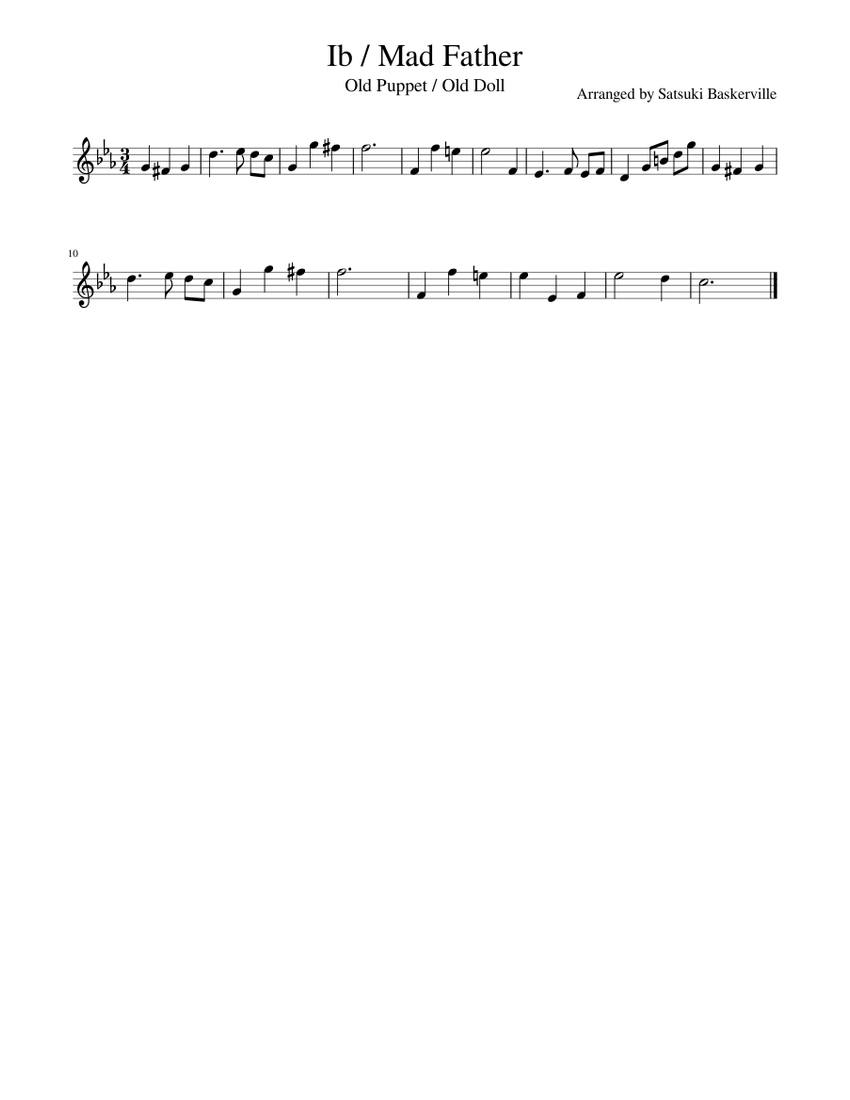 Ib/Mad Father - Old Puppet/Old Doll Sheet Music for Flute