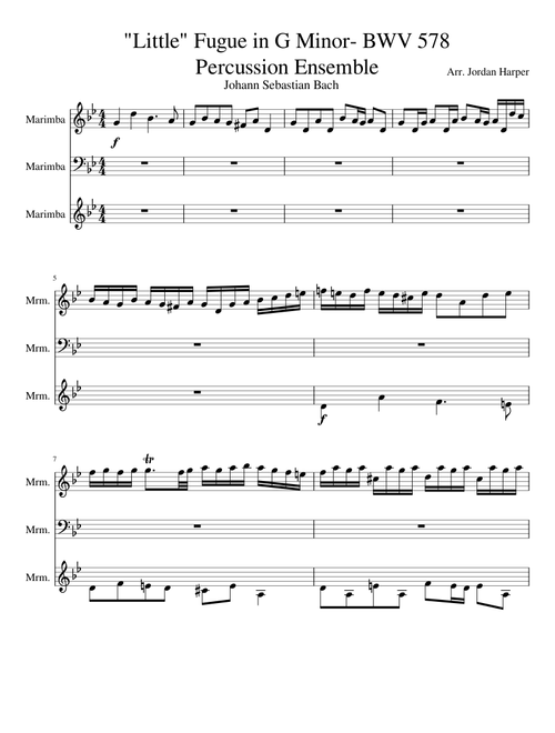 "Little" Fugue in G Minor- BWV 578 Percussion Ensemble