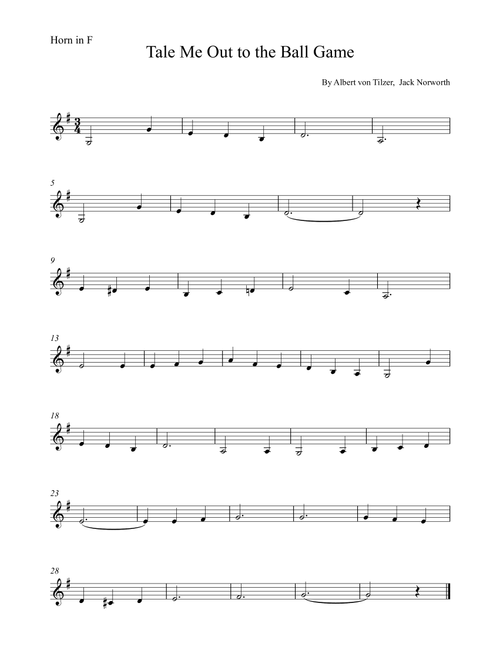 Take Me Out To The Ball Game (Arr. Alex Nunes Rodrigues) - Albert von Tilzer, Jack Norworth (French Horn Solo)
