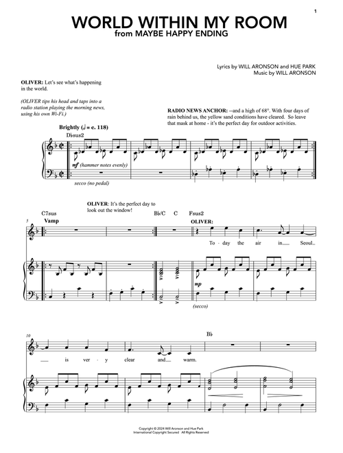World Within My Room (from Maybe Happy Ending) - Hue Park & Will Aronson, Hue Park, Will Aronson (Piano Vocal)