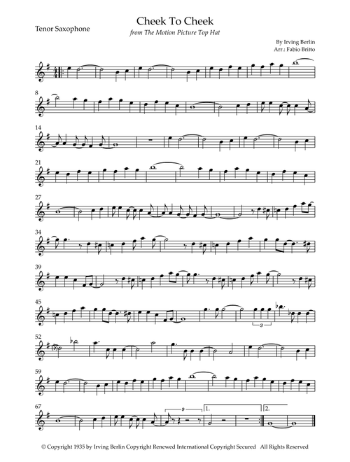 Cheek To Cheek (Arr. Fabio Britto) - Fred Astaire (Tenor Sax Solo)