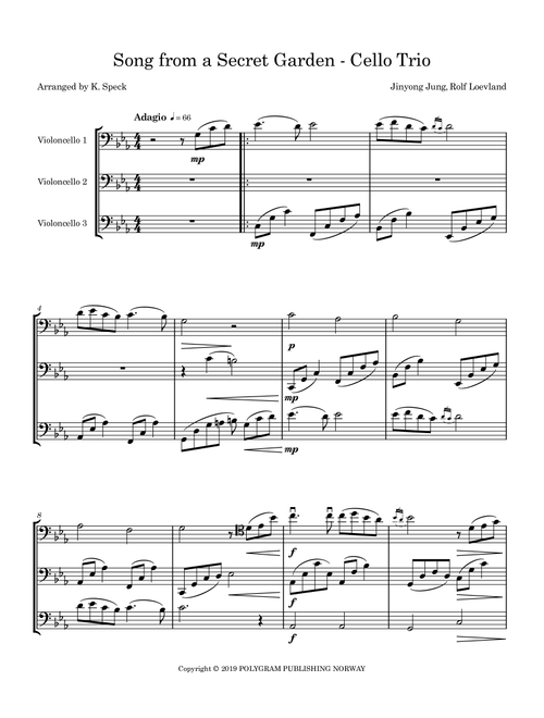 Song From A Secret Garden (Korean Version) (Arr. K. Speck) - Youngok Shin (String Ensemble)