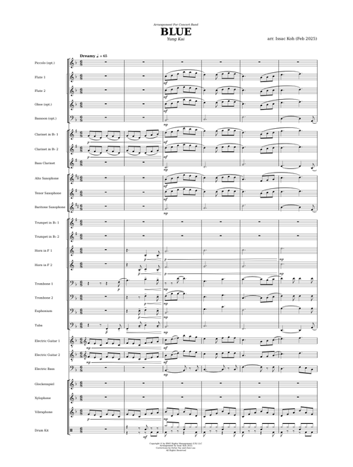 blue - Yung Kai (in F major - Concert Band Arrangement)