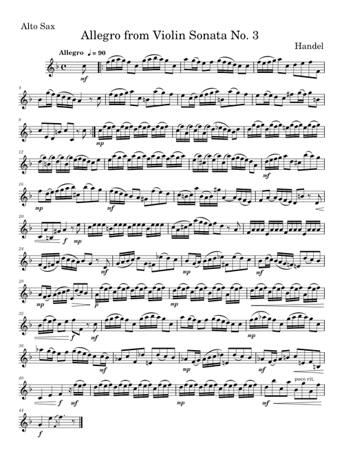 Handel Allegro from Violin Sonata No.3