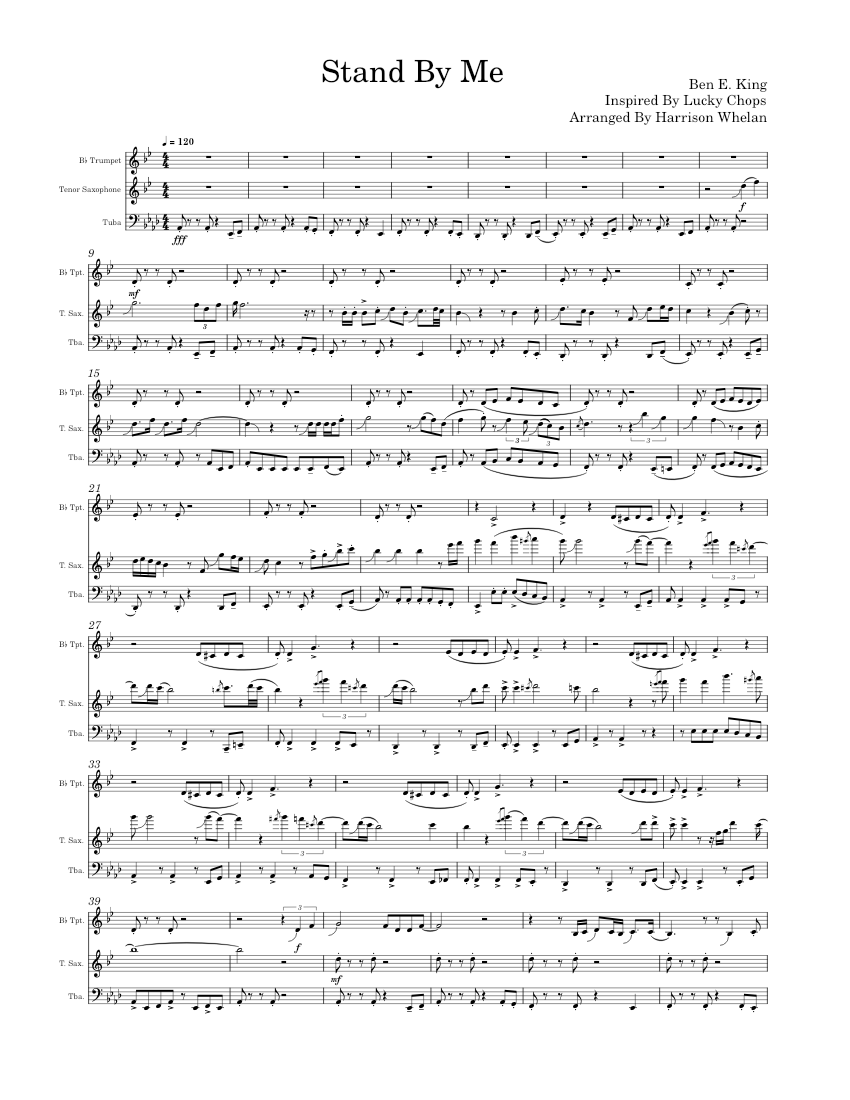 Stand By Me Sheet music for Tuba, Saxophone tenor, Trumpet in bflat