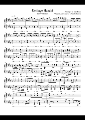 Uchiage hanabi - Kenshi Yonezu (米津 玄師) Sheet Music for Piano