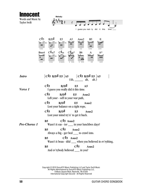Innocent - Taylor Swift (Guitar Chords-Lyrics)